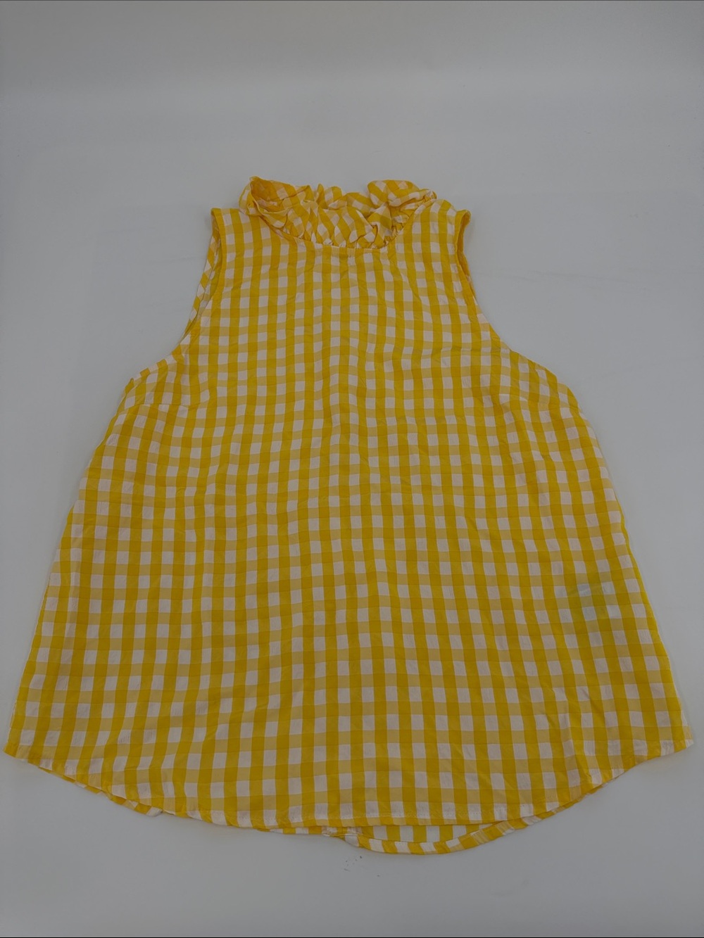 J. Crew Yellow Gingham Ruffled Neck Kids Top